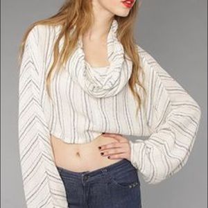 Free People striped cowl neck crop top